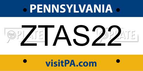 ZTAS22 Pennsylvania License Plate