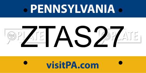 ZTAS27 Pennsylvania License Plate