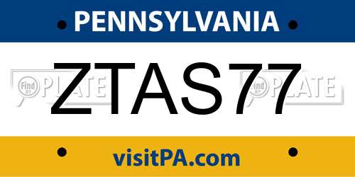 ZTAS77 Pennsylvania License Plate