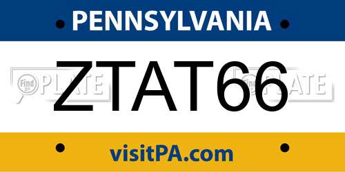 ZTAT66 Pennsylvania License Plate