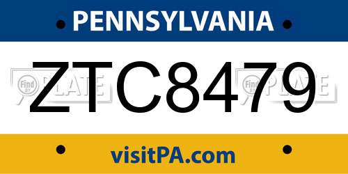 ZTC8479 Pennsylvania License Plate