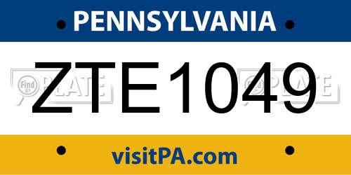 ZTE1049 Pennsylvania License Plate