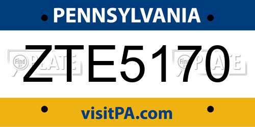 ZTE5170 Pennsylvania License Plate