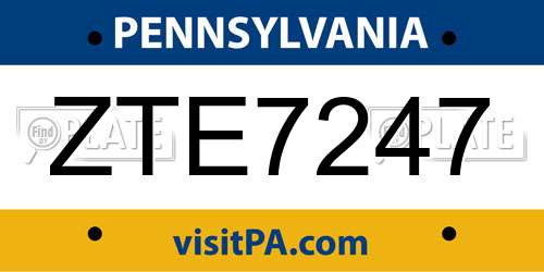 ZTE7247 Pennsylvania License Plate