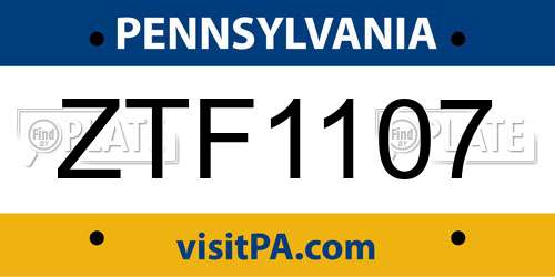 ZTF1107 Pennsylvania License Plate