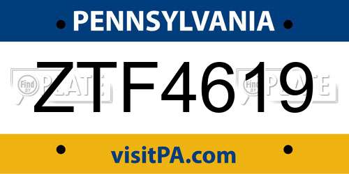 ZTF4619 Pennsylvania License Plate