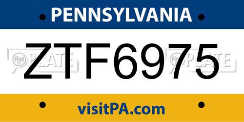 ZTF6975 Pennsylvania License Plate