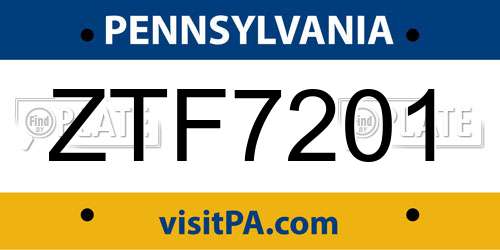 ZTF7201 Pennsylvania License Plate