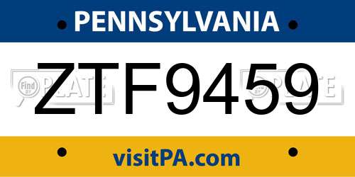 ZTF9459 Pennsylvania License Plate