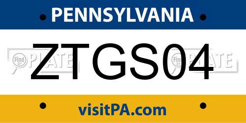 ZTGS04 Pennsylvania License Plate
