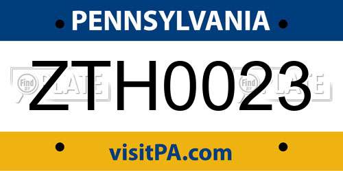 ZTH0023 Pennsylvania License Plate