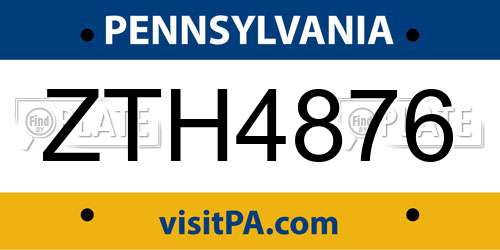 ZTH4876 Pennsylvania License Plate