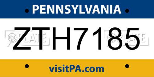 ZTH7185 Pennsylvania License Plate