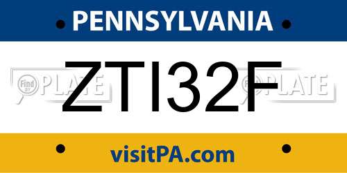 ZTI32F Pennsylvania License Plate