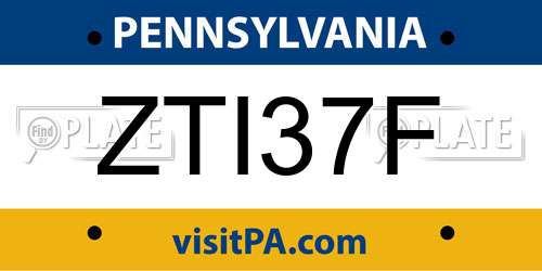 ZTI37F Pennsylvania License Plate