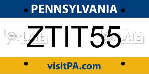 ZTIT55 Pennsylvania License Plate