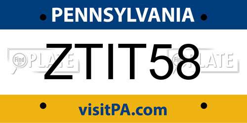 ZTIT58 Pennsylvania License Plate