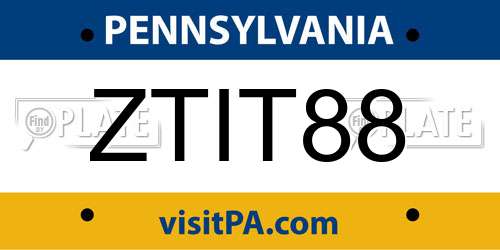 ZTIT88 Pennsylvania License Plate