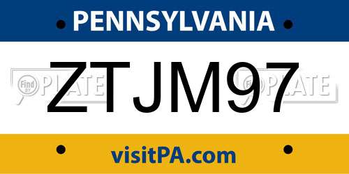 ZTJM97 Pennsylvania License Plate