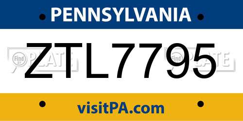 ZTL7795 Pennsylvania License Plate