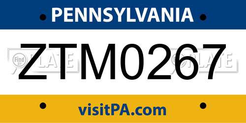 ZTM0267 Pennsylvania License Plate