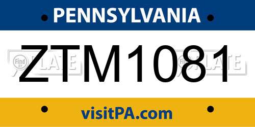 ZTM1081 Pennsylvania License Plate