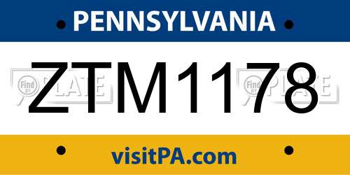 ZTM1178 Pennsylvania License Plate