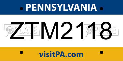 ZTM2118 Pennsylvania License Plate