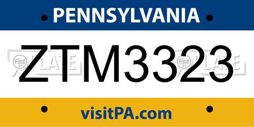 ZTM3323 Pennsylvania License Plate