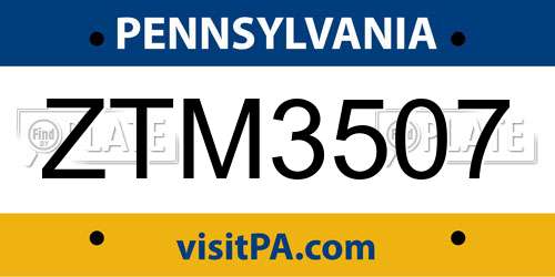 ZTM3507 Pennsylvania License Plate