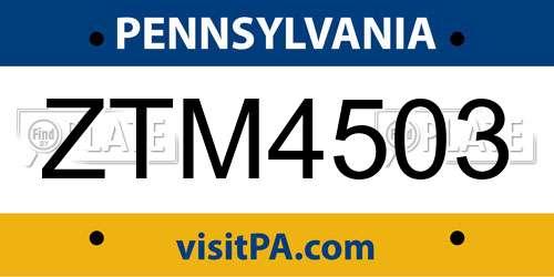 ZTM4503 Pennsylvania License Plate