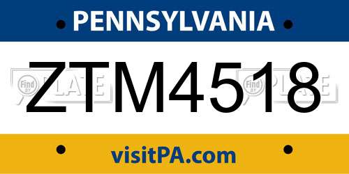 ZTM4518 Pennsylvania License Plate