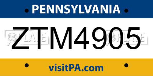 ZTM4905 Pennsylvania License Plate
