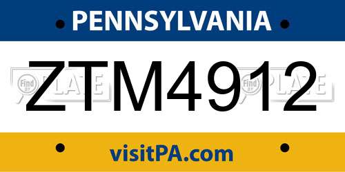 ZTM4912 Pennsylvania License Plate