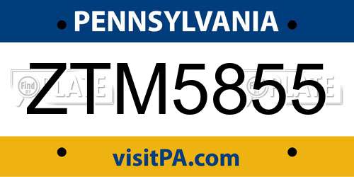 ZTM5855 Pennsylvania License Plate