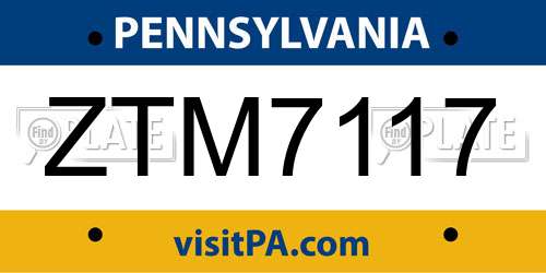 ZTM7117 Pennsylvania License Plate