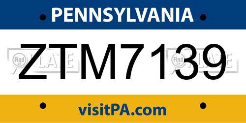 ZTM7139 Pennsylvania License Plate