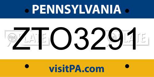 ZTO3291 Pennsylvania License Plate