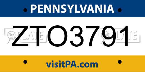 ZTO3791 Pennsylvania License Plate