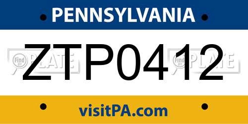 ZTP0412 Pennsylvania License Plate