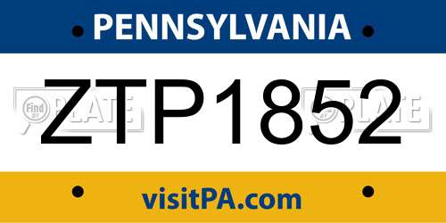 ZTP1852 Pennsylvania License Plate