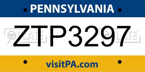 ZTP3297 Pennsylvania License Plate