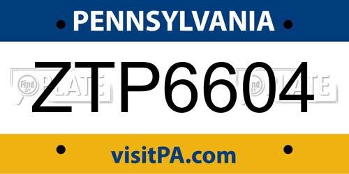 ZTP6604 Pennsylvania License Plate