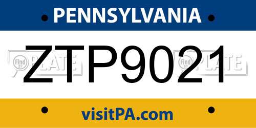 ZTP9021 Pennsylvania License Plate