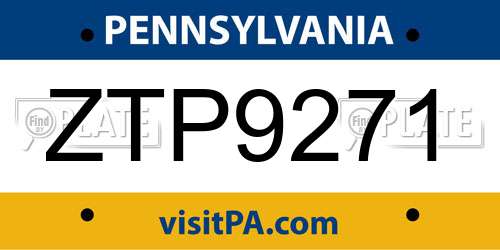 ZTP9271 Pennsylvania License Plate