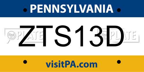 ZTS13D Pennsylvania License Plate