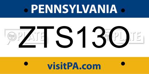 ZTS13O Pennsylvania License Plate