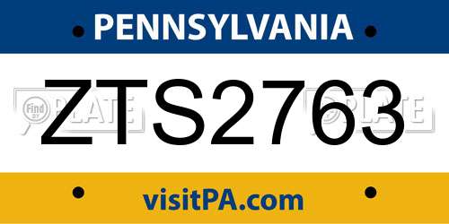 ZTS2763 Pennsylvania License Plate