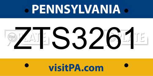 ZTS3261 Pennsylvania License Plate
