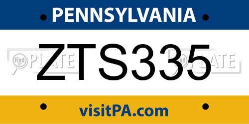 ZTS335 Pennsylvania License Plate